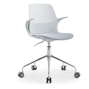 簡約不鏽鋼可移動升降布藝休閒辦公椅